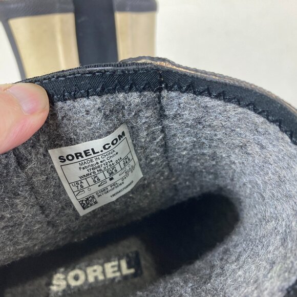 Sorel Joan Womens Sz 7.5 Tan Rain Wedge Lined Rubber Boot Waterproof - Picture 8 of 10